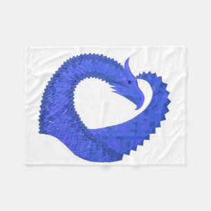 Couverture Polaire dragon à coeur bleu sur fond blanc