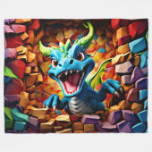Couverture Polaire Dragon Bébé Bleu Aqua (Devant (Horizontal))