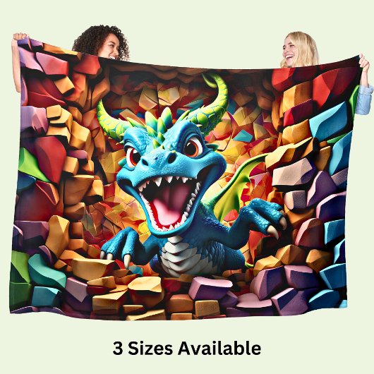 Couverture Polaire Dragon Bébé Bleu Aqua