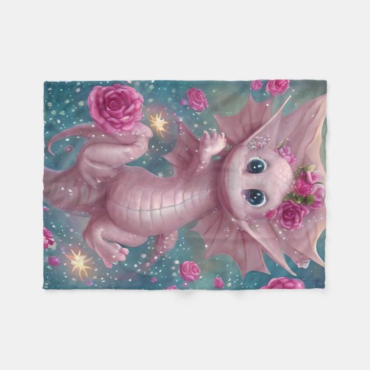 Couverture Polaire Dragon Bébé Rose (Devant (Horizontal))