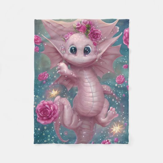 Couverture Polaire Dragon Bébé Rose (Devant)