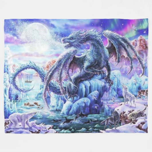 COUVERTURE POLAIRE DRAGON BLEU (Devant (Horizontal))