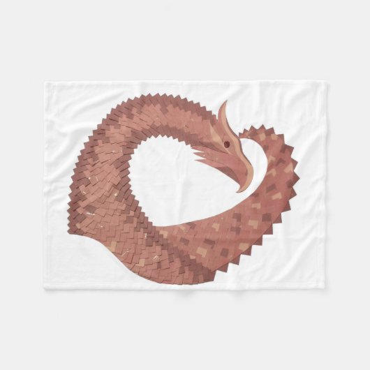 Couverture Polaire Dragon cardiaque Brown en blanc (Devant (Horizontal))