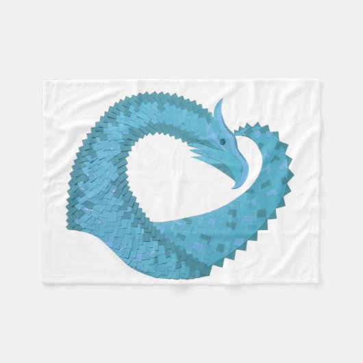 Couverture Polaire Dragon cardiaque turquoise en blanc (Devant (Horizontal))