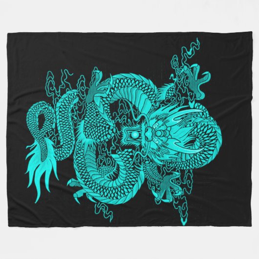 Couverture Polaire Dragon chinois d'empereur de l'eau (Devant (Horizontal))