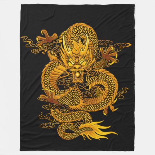 Couverture Polaire Dragon chinois d'empereur d'or (Devant)