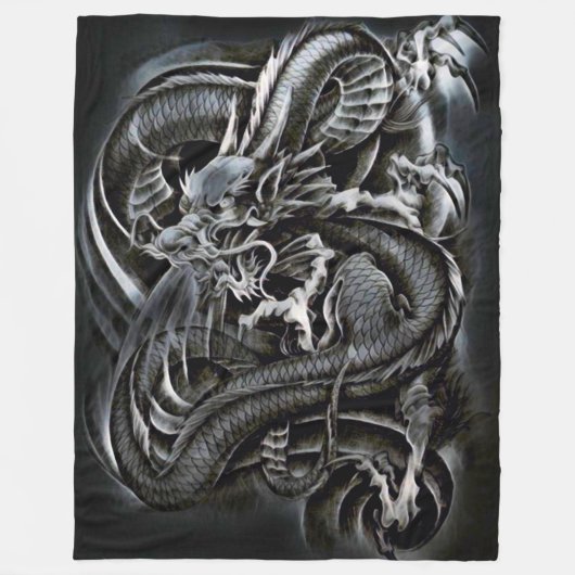 Couverture Polaire Dragon chinois d'ombre (Devant)