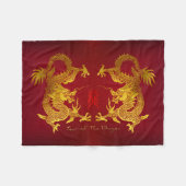 Couverture Polaire Dragon chinois d'or avec vieux Ideogramme FB (Devant (Horizontal))