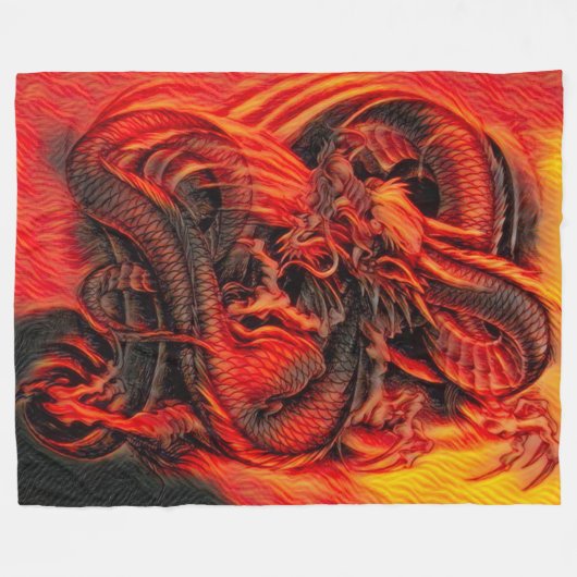 Couverture Polaire Dragon chinois du feu (Devant (Horizontal))