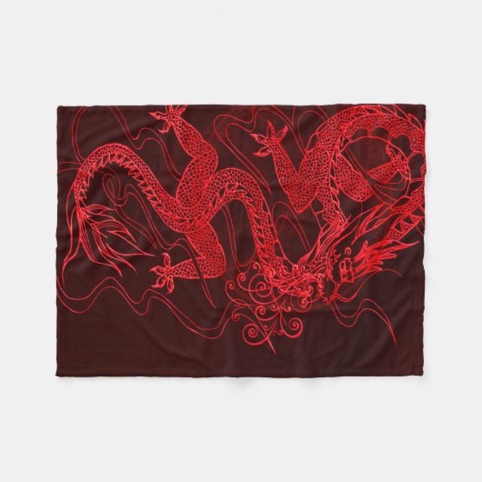 Couverture Polaire Dragon chinois du feu (Devant (Horizontal))