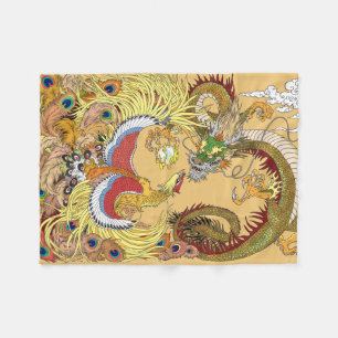 Couverture Polaire Dragon chinois et phoenix