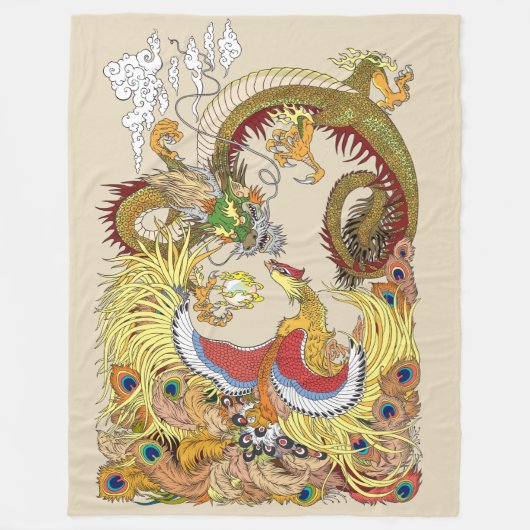 Couverture Polaire Dragon chinois et phoenix (Devant)