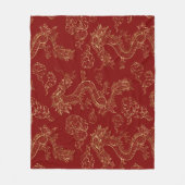 Couverture Polaire Dragon chinois or et rouge foncé (Devant)
