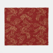 Couverture Polaire Dragon chinois or et rouge foncé (Devant (Horizontal))