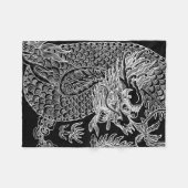 Couverture Polaire Dragon chinois traditionnel en noir (Devant (Horizontal))