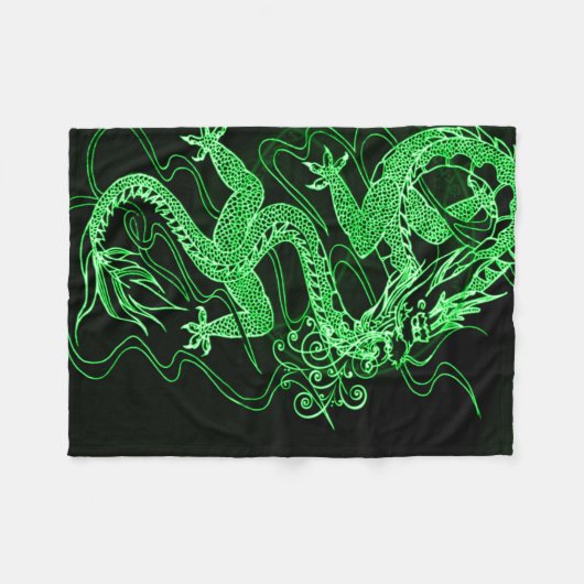 Couverture Polaire Dragon chinois vert (Devant (Horizontal))