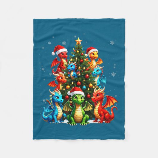 Couverture Polaire Dragon Christmas Tree Squad Santa Hat Fantasy Myth (Devant)