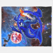 Couverture Polaire Dragon cosmique azurite (Devant (Horizontal))