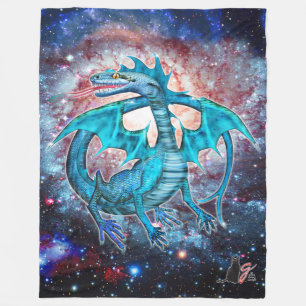 Couverture Polaire Dragon Cosmique Turquoise