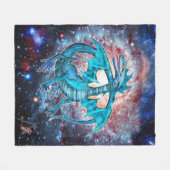 Couverture Polaire Dragon cosmique Turquoise (Devant (Horizontal))