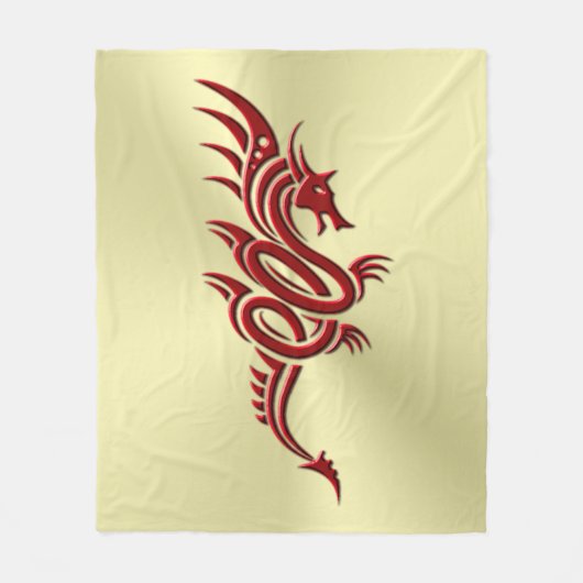 Couverture Polaire Dragon Crimson oriental, Embossed-effet sur l'or (Devant)