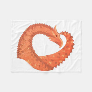 Couverture Polaire Dragon de coeur orange sur blanc