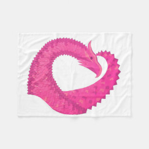 Couverture Polaire Dragon de coeur rose chaud sur blanc