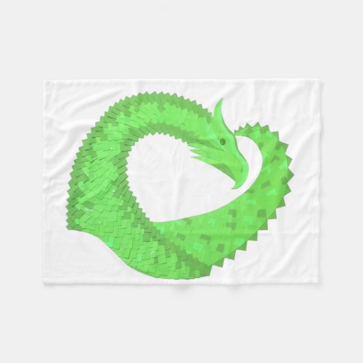 Couverture Polaire Dragon de coeur vert citron blanc (Devant (Horizontal))