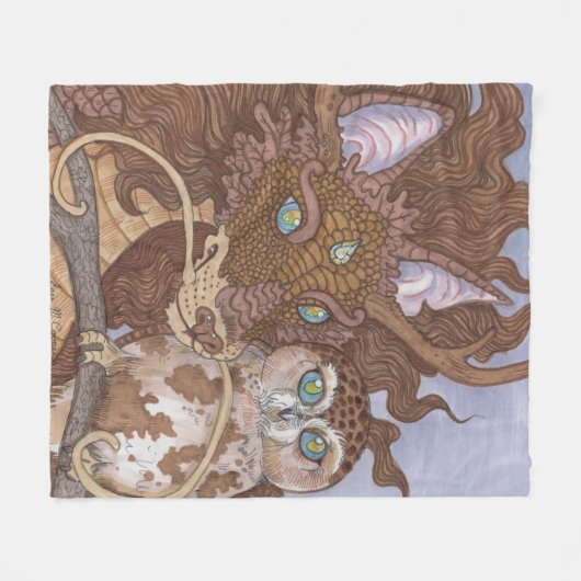 Couverture Polaire Dragon de hibou des yeux clairs (Devant (Horizontal))