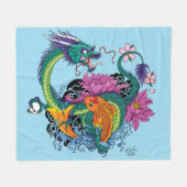 Couverture Polaire Dragon d'eau chinois Poisson Koi (Devant (Horizontal))