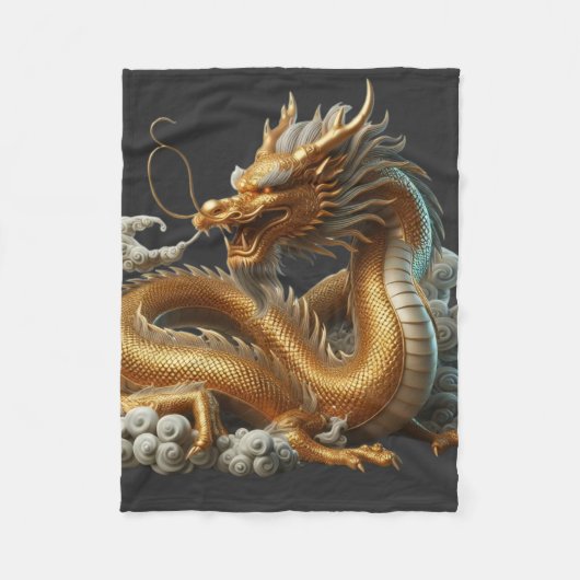 Couverture Polaire dragon doré (Devant)