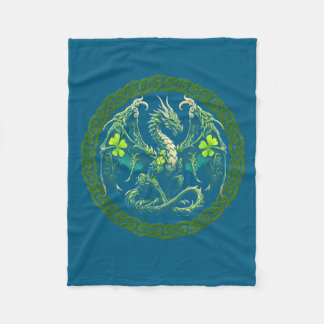 Couverture Polaire Dragon Fantastique Nœud Celtique Vert Irlandais Tr