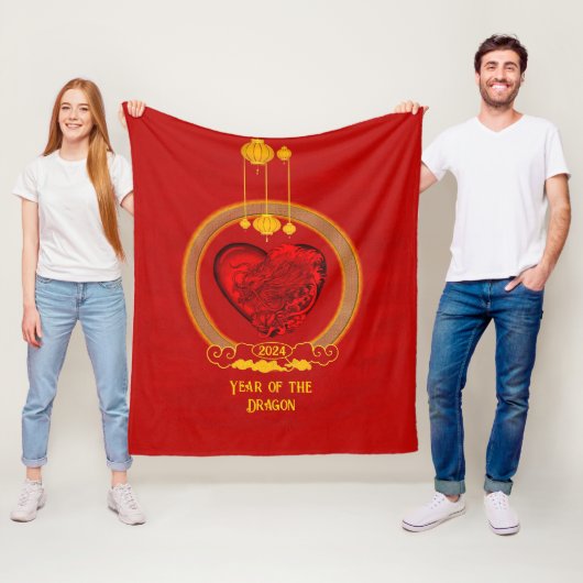 Couverture Polaire Dragon Heart, Année du Dragon (En situation)