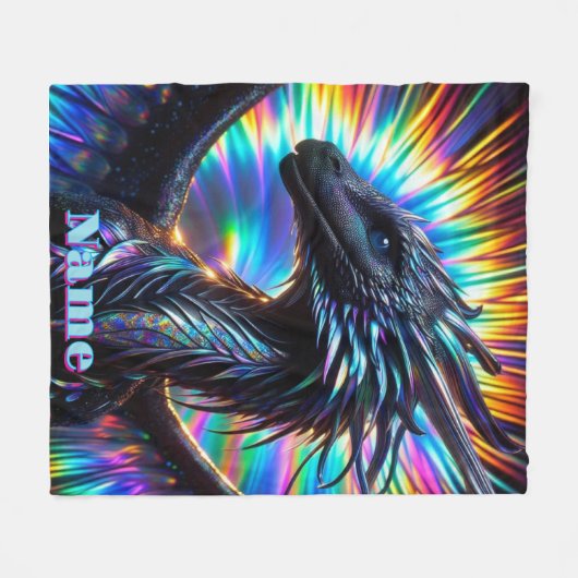 Couverture Polaire Dragon Iridescendant avec un Arrière - plan dynami (Devant (Horizontal))