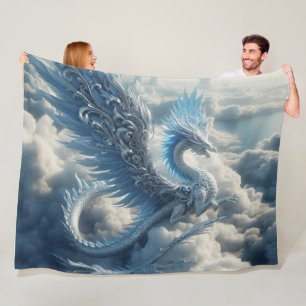 Couverture Polaire Dragon magnifique entouré de nuages