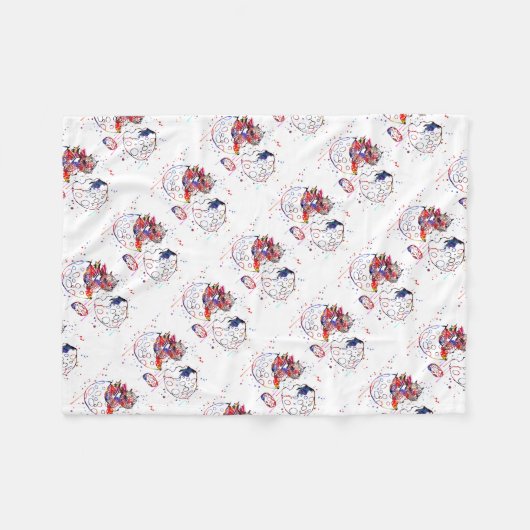 Couverture Polaire Dragon mignon de bébé, dragon de bébé d'aquarelle (Devant (Horizontal))