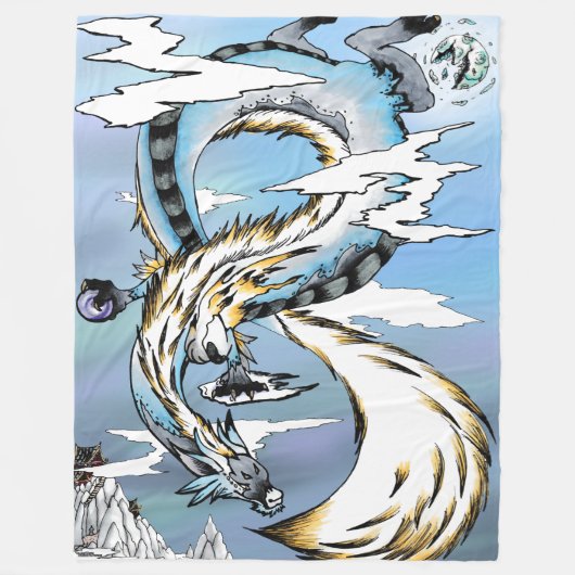 Couverture Polaire Dragon mystique asiatique (Devant)