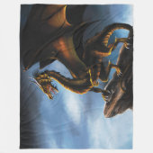 Couverture Polaire Dragon noir cuivre or (Devant)