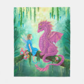 Couverture Polaire Dragon rose et fée (Devant)