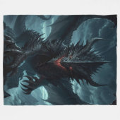 Couverture Polaire Dragon sombre et médiéval (Devant (Horizontal))