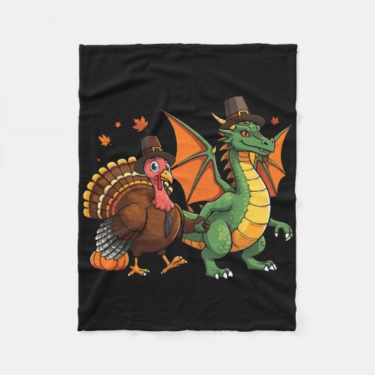 Couverture Polaire Dragon Turquie pèlerin Thanksgiving Citrouille Kid (Devant)