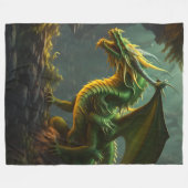 Couverture polaire Dragon Vert & Jaune (Devant (Horizontal))