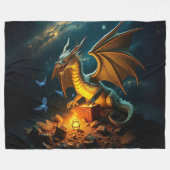 Couverture Polaire Dragon Vert & Or Garde Trésor (Devant (Horizontal))