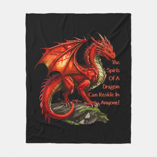 Couverture Polaire Dragon vert rouge, l'esprit peut résider en tout (Devant)