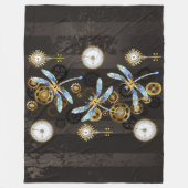 Couverture Polaire Dragonflies de Steampunk sur arrière - plan rayé b (Devant)
