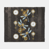 Couverture Polaire Dragonflies de Steampunk sur arrière - plan rayé b (Devant (Horizontal))