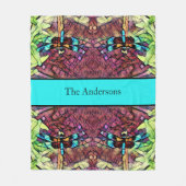 Couverture Polaire Dragonfly Blue Turquoise Aqua Black Nom de famille (Devant)