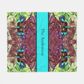 Couverture Polaire Dragonfly Blue Turquoise Aqua Black Nom de famille (Devant (Horizontal))