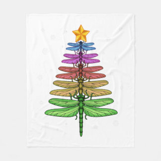 Couverture Polaire Dragonfly Christmas Tree Chemise Insect Lover Xmas