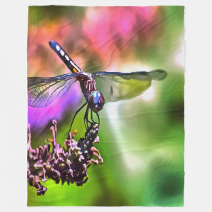 Couverture Polaire Dragonfly In Green and Blue Réaliste Painting
